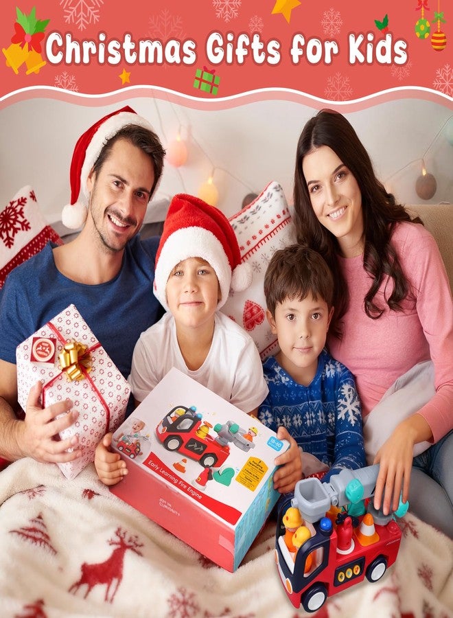 Yunaking Fire Truck Toys for 2 Year Old Boys Girls Montessori Early Educational Learning Toy with Firefighting Tools Baby Push Cars for 2 3 Year Old Boy Birthday Gifts with Sound Lights Effect - Image 2